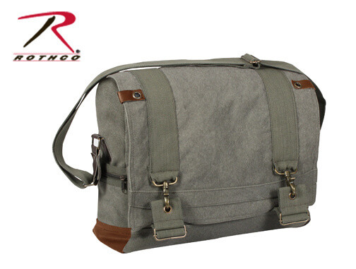 SAC EN CANVAS DE MESSAGER POUR PILOTE DE B-15 - VINTAGE, Couleur: KAKI