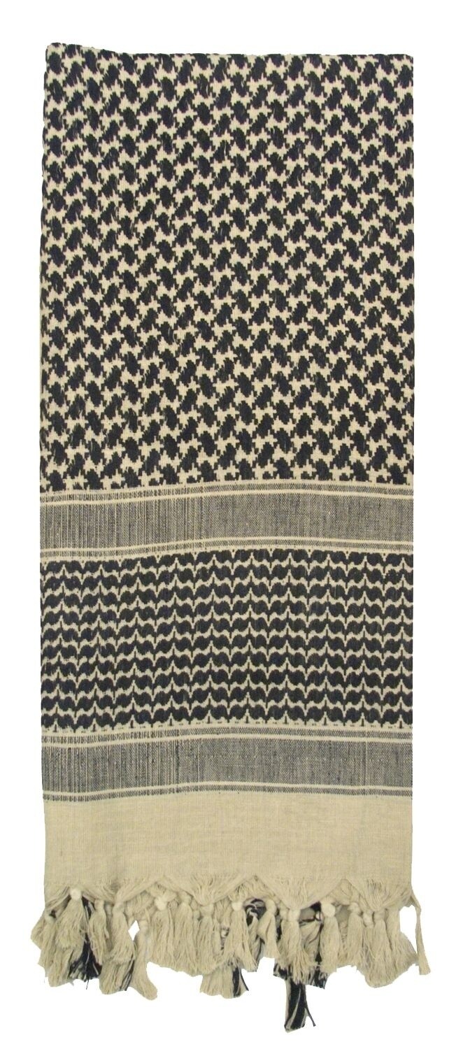 FOULARD SHEMAG TACTIQUE DÉSERT KEFFIYEH, Couleur: BEIGE ET NOIR