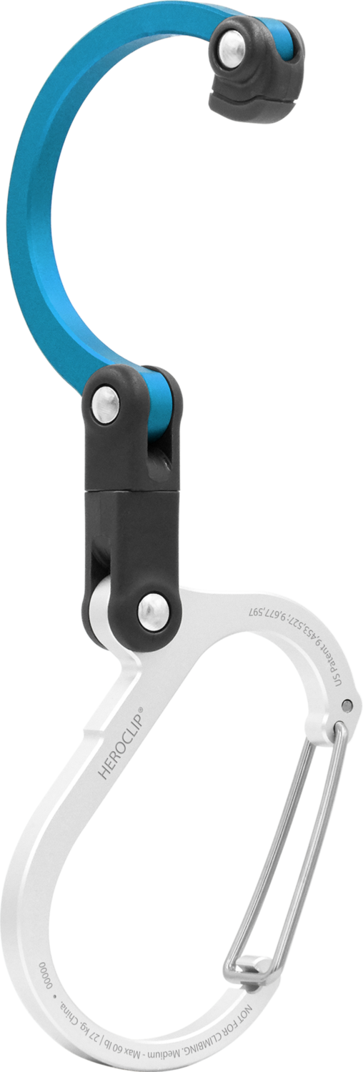 MOUSQUETON HEROCLIP PIVOTANT 360 DÉGRÉS MÉDIUM, Couleur: BLEU