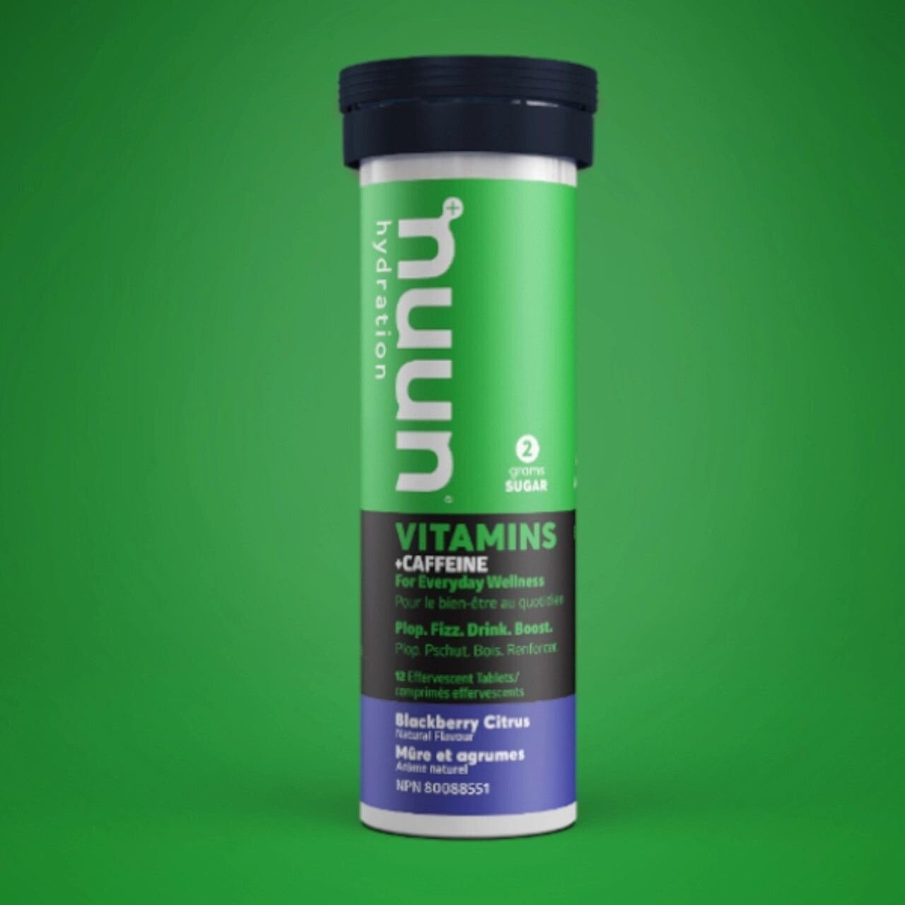 COMPRIMÉS NUUN - VITAMINES AVEC  OU SANS CAFÉINE, SAVEUR: Mûre et citron (caféine)