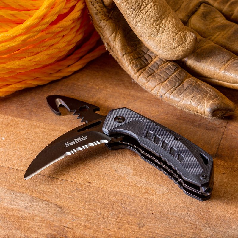COUTEAU DE SAUVETAGE À 2 LAMES AVEC COUPE CEINTURE