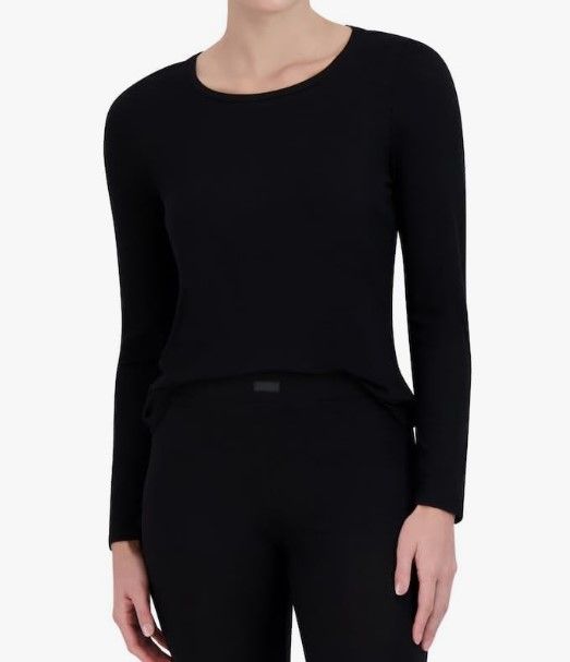 Steve Madden Womens Ribbed Long-Sleeve Sle Black M
