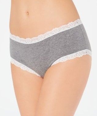 Jenni Cotton Lace Trim Hipster Black Dot L