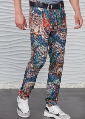 Mondo Blue Brown Mosaic Print Pants