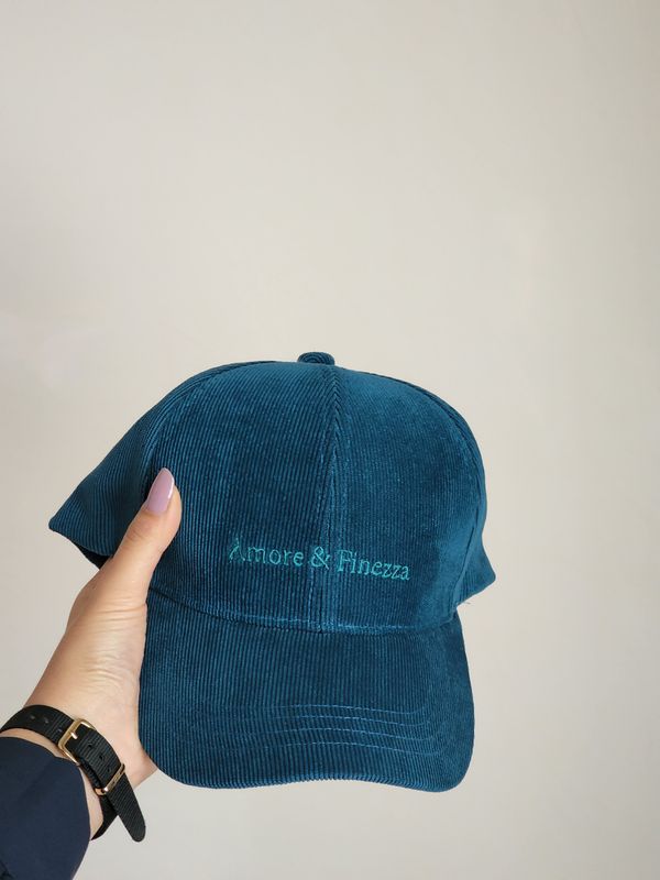 CASQUETTE VELOURS CÔTELÉ BLEU TURQUOISE