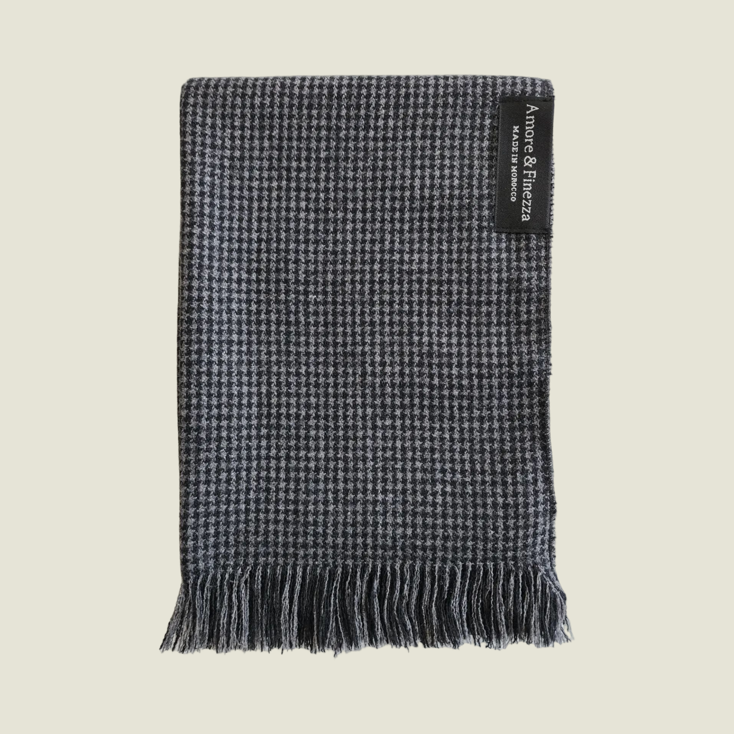 ECHARPE LAINE PIED-DE-POULE GRIS/NOIR