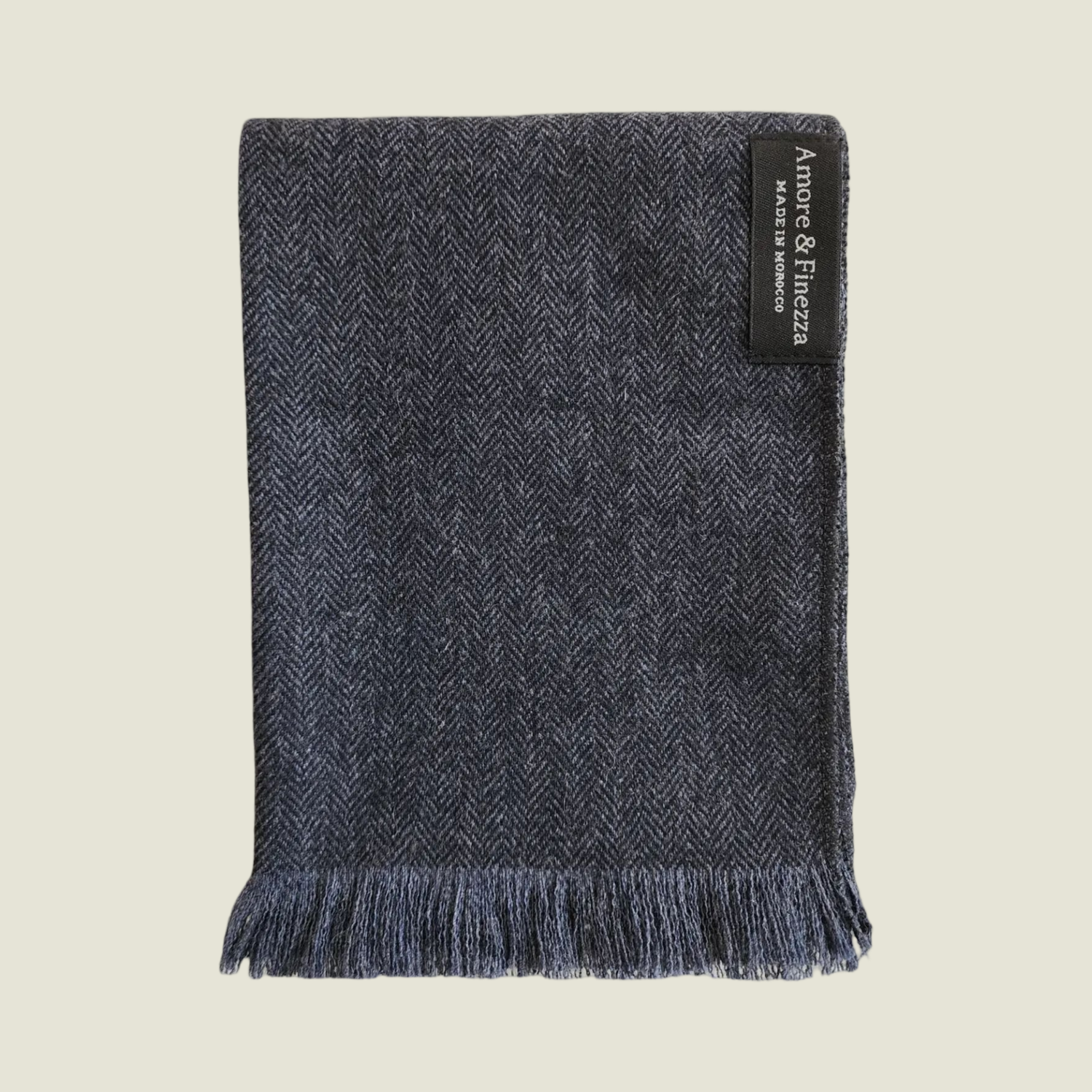 ECHARPE LAINE CHEVRON BLEU/NOIR