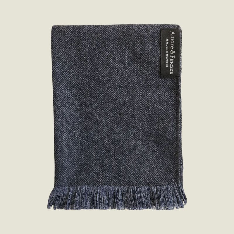ECHARPE LAINE CHEVRON BLEU/NOIR