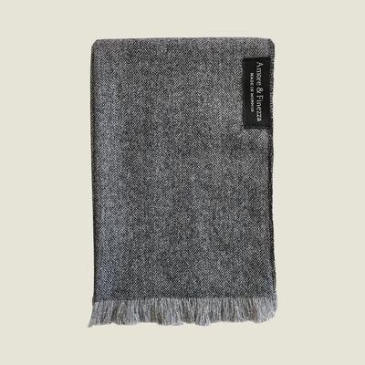ECHARPE LAINE CHEVRON BLANC/NOIR