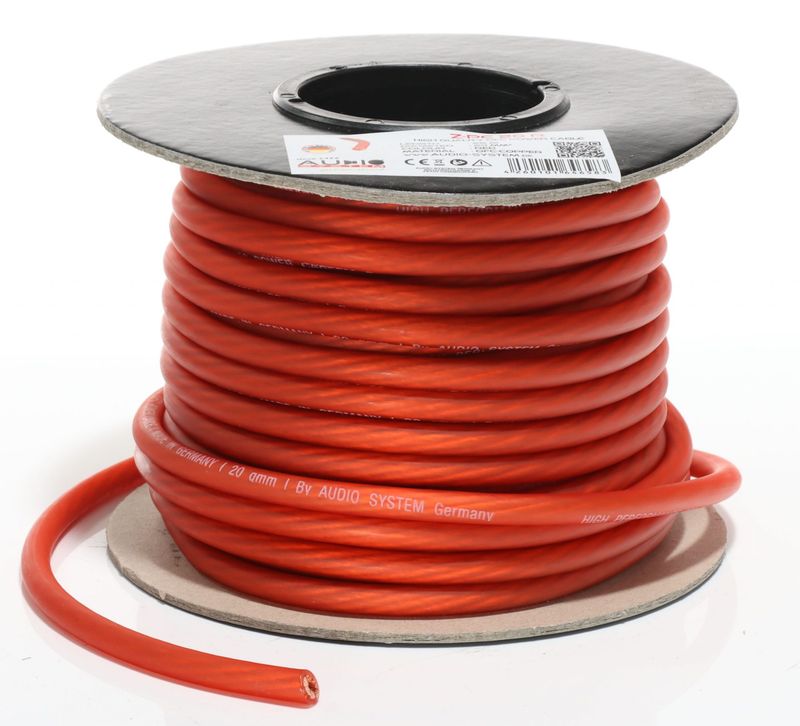AUDIO-SYSTEM 20 mm² RED - დენის კაბელი (99.9 % OFC, Made in Germany)