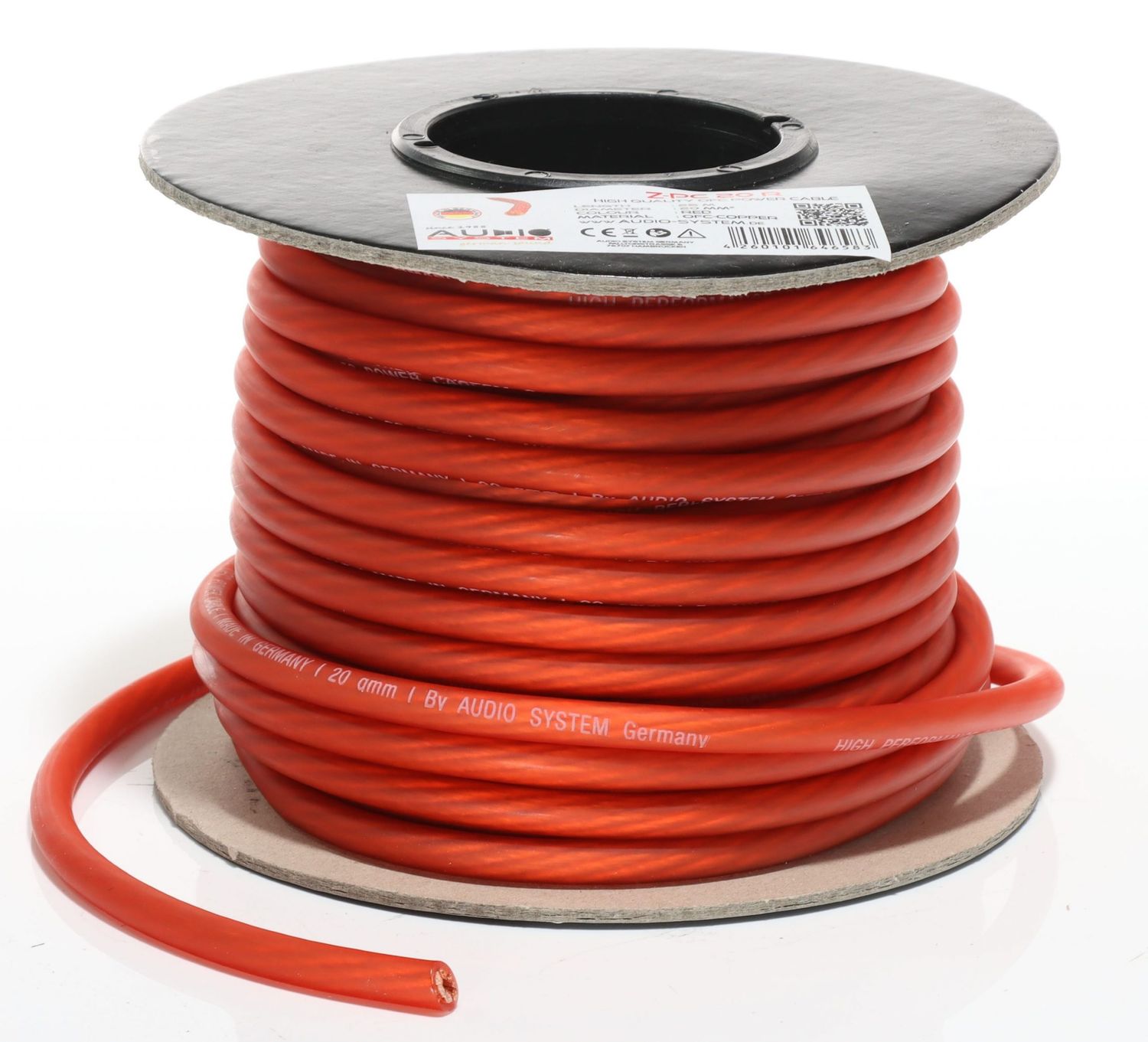 AUDIO-SYSTEM 20 mm² RED - დენის კაბელი (99.9 % OFC, Made in Germany)