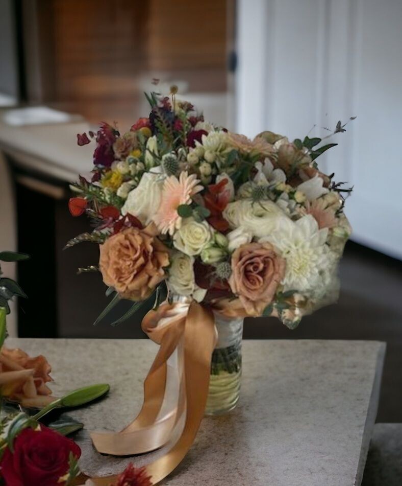 Ethereal Blossoms: Mixed Flower Bridal Bouquet