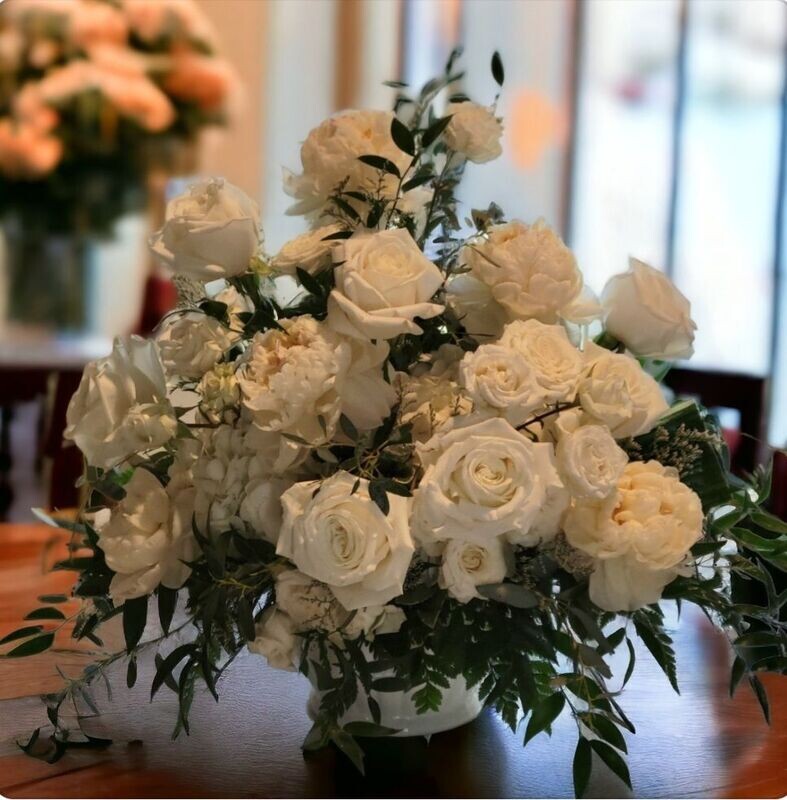 Pure Elegance: All White Floral Arrangement