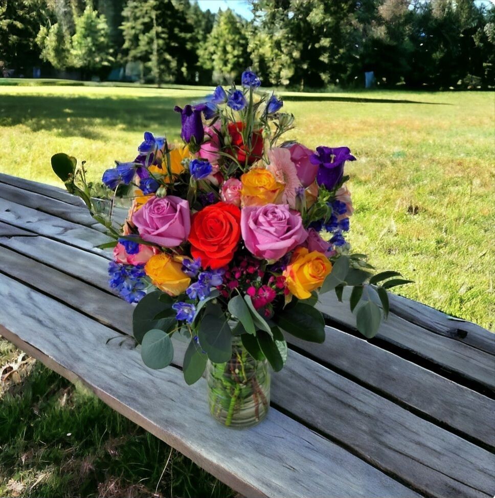 Vivid Splendor: Vibrant Floral Vase Arrangement