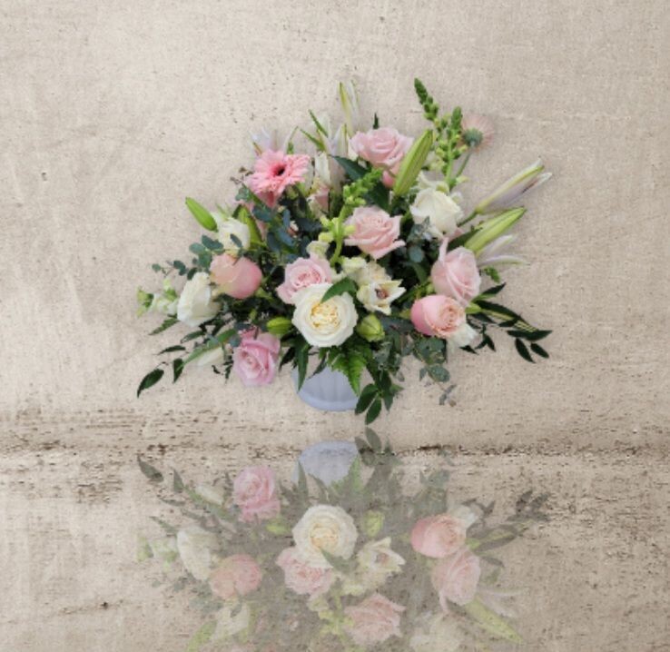 Pink Petal Serenity: All Pink and White Floral Arrangement