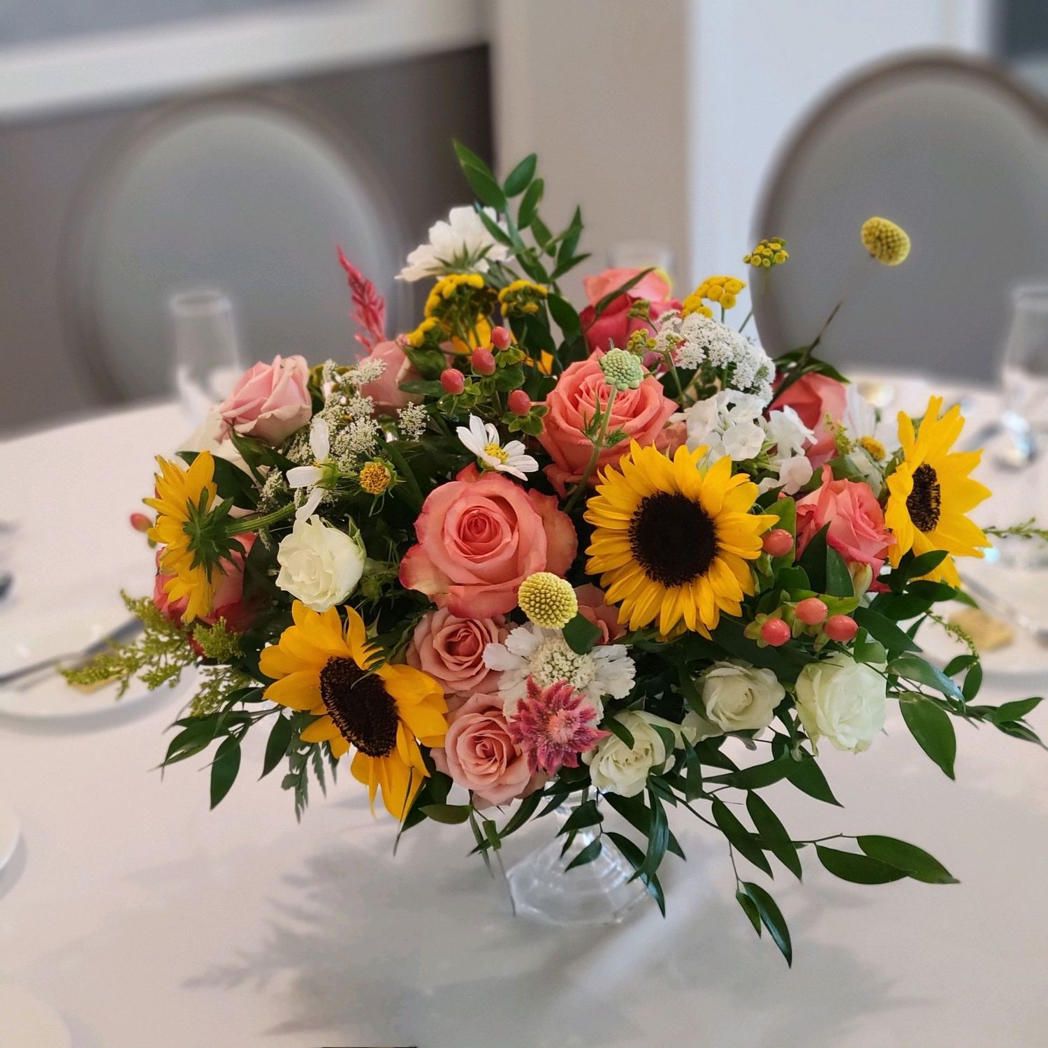 Golden Romance: Mixed Floral Arrangement