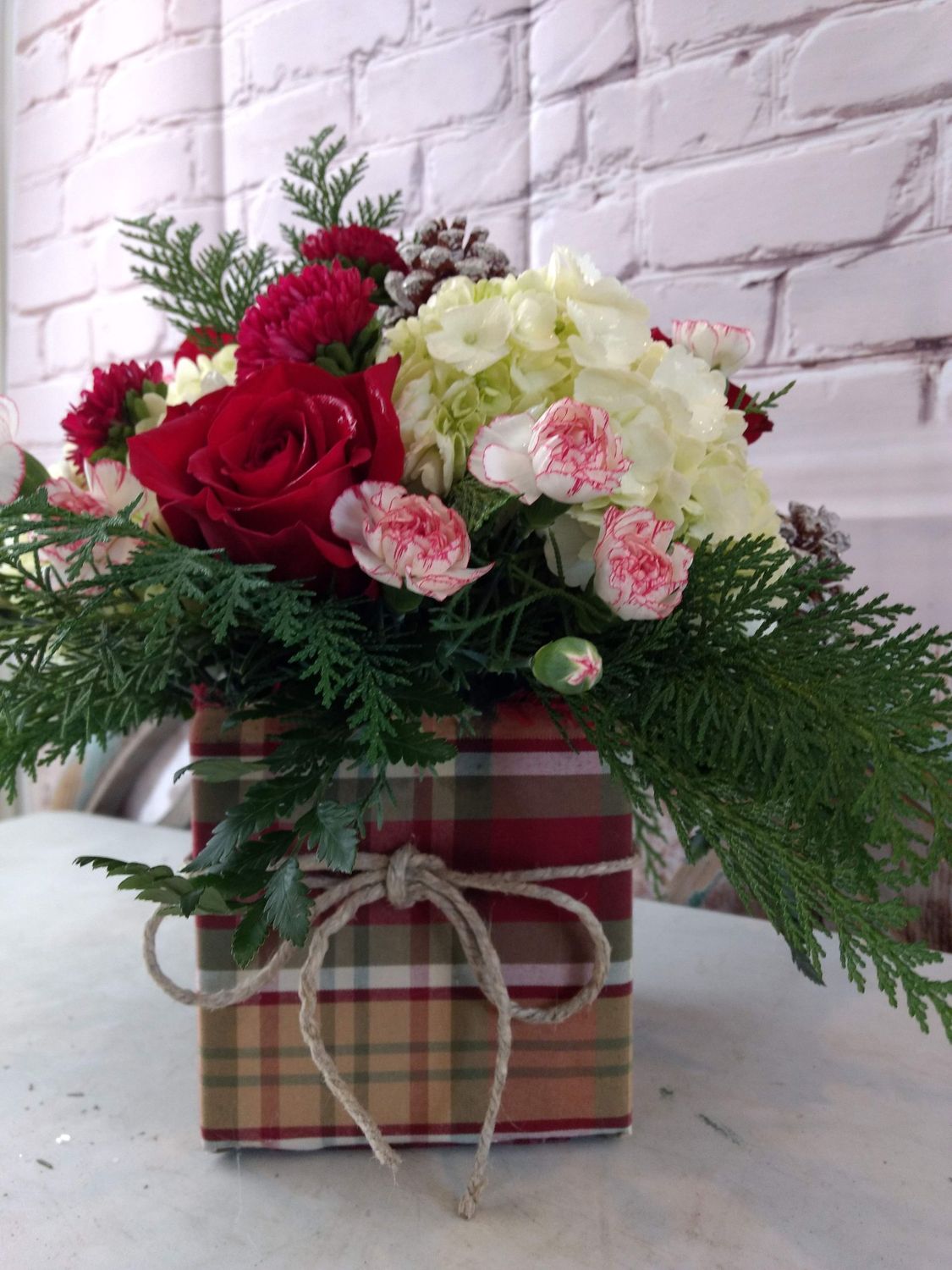 Holiday Plaid Box Arrangement