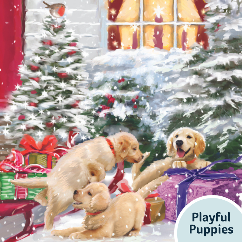 Playful Puppies Christmas Cards (10 pack)