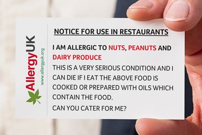 Allergy Restaurant Card - English