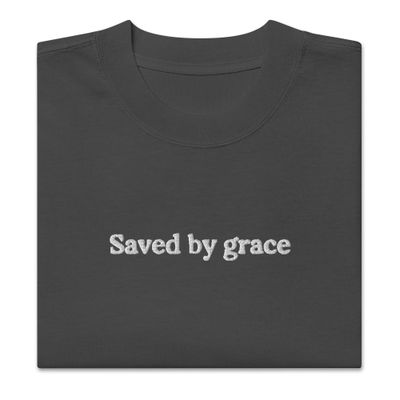 Saved by Grace Oversized faded t-shirt