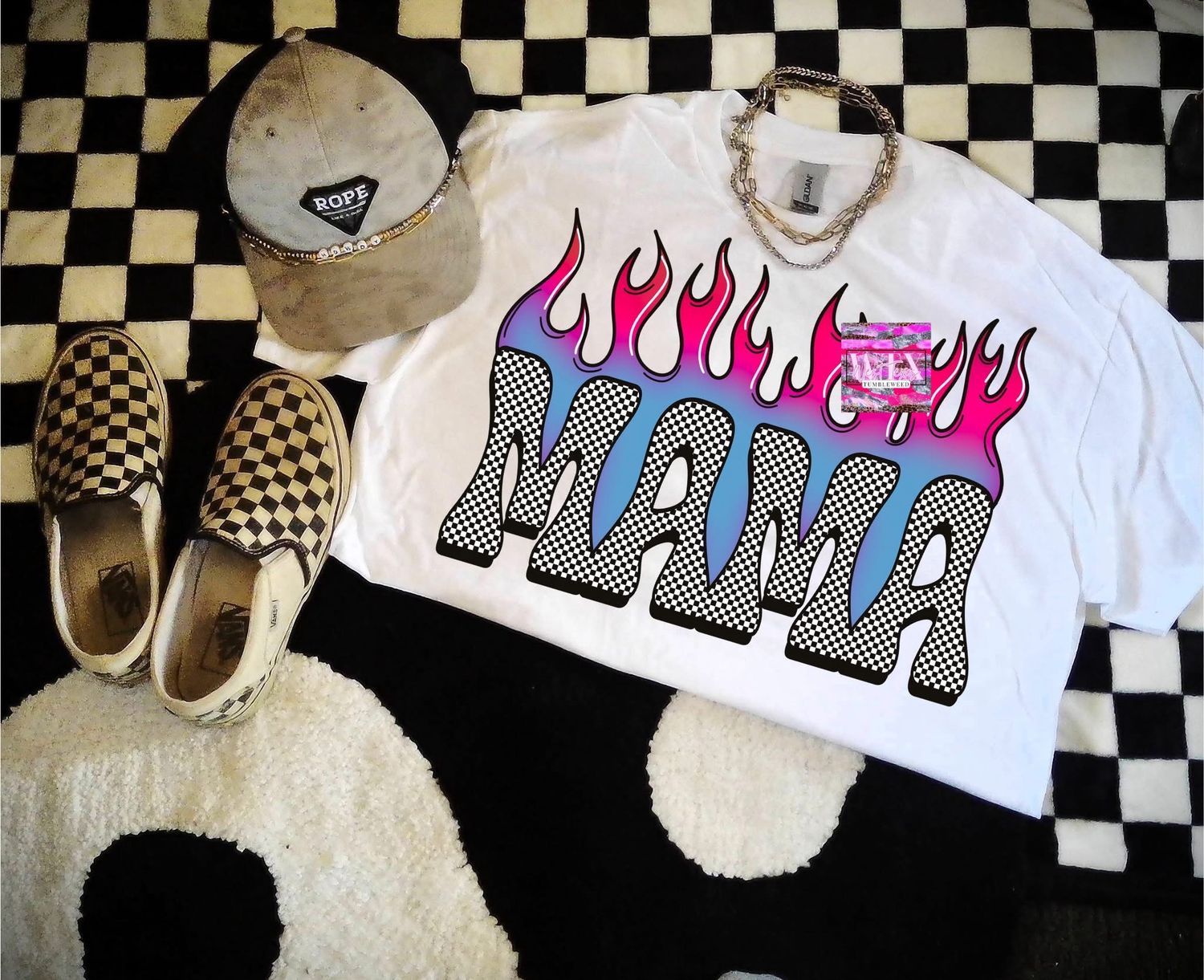 Mama Blue And Pink Flame