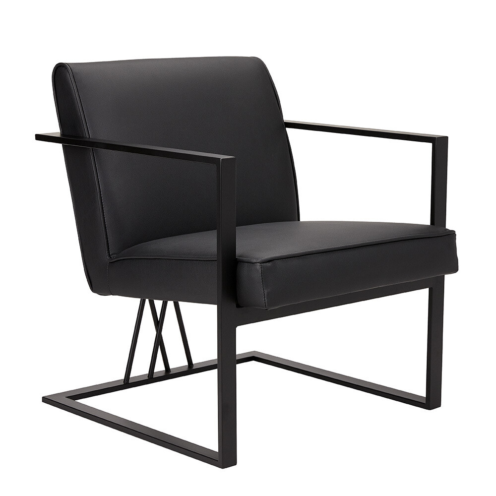 FAIRMONT ACCENT CHAIR - FAUX BLACK LEATHER - BLACK FRAME