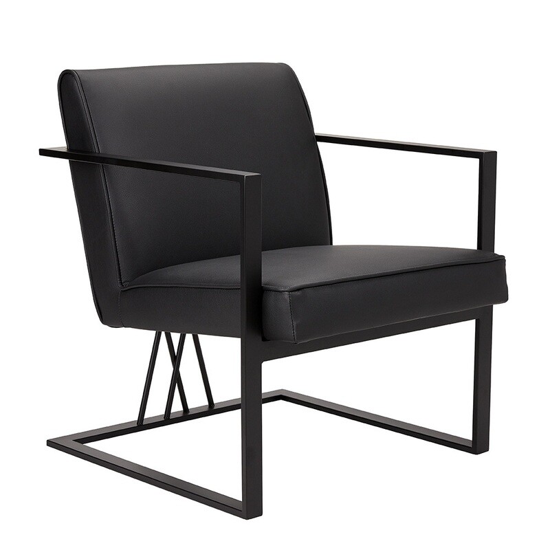 FAIRMONT ACCENT CHAIR - FAUX BLACK LEATHER - BLACK FRAME