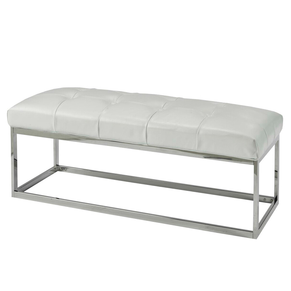 MODERN BENCH - WHITE LEATHERETTE - CONDO SIZE