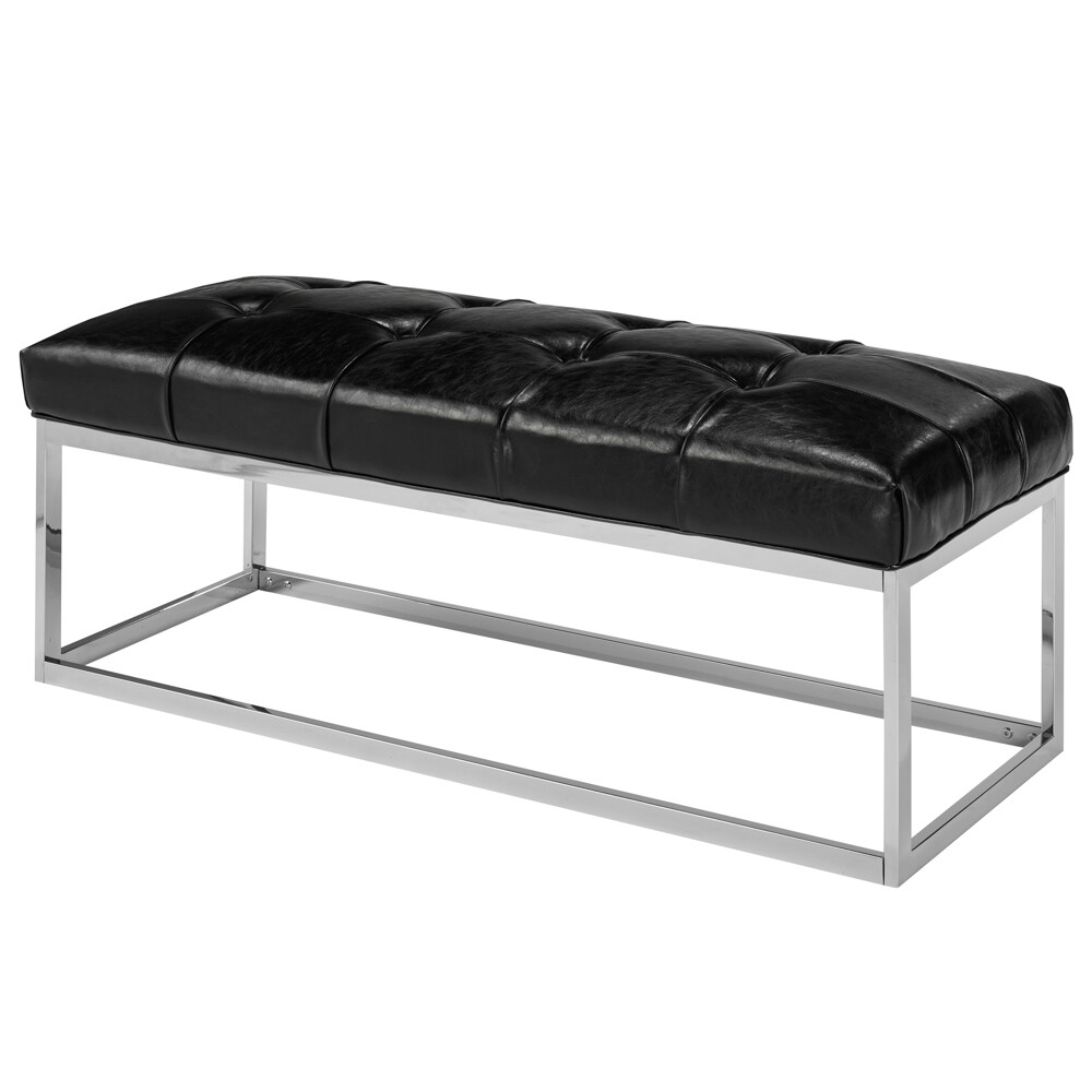 BENCH - BLACK LEATHERETTE