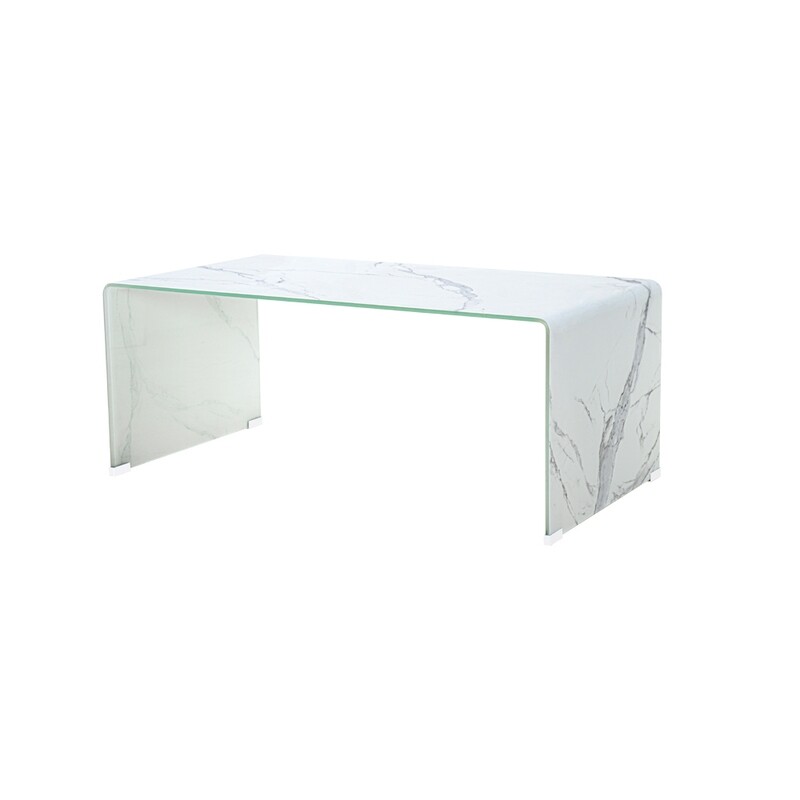 MARBLE COFFEE TABLE - GLASS - CONDO SIZE