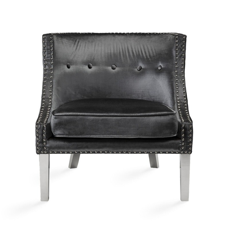 LUCY ACCENT CHAIR - VELVET - CHARCOAL