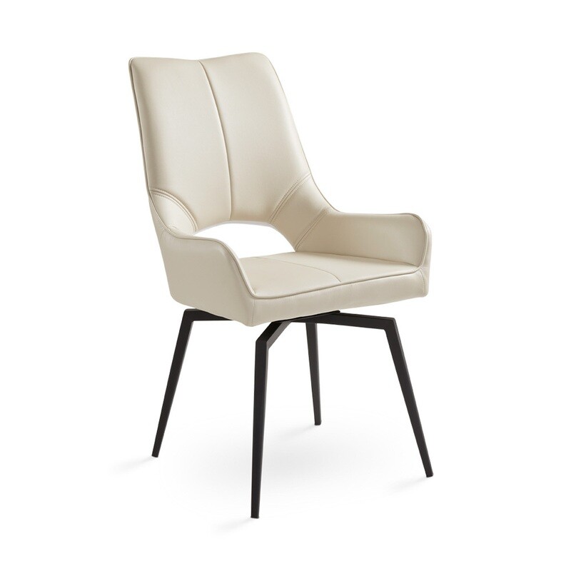 DINING CHAIR - SWIVEL - TAUPE LEATHERETTE