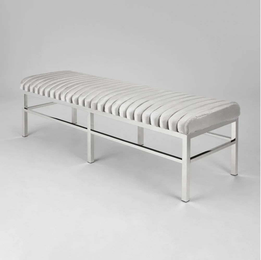 Channel Bench - Grey Velvet
