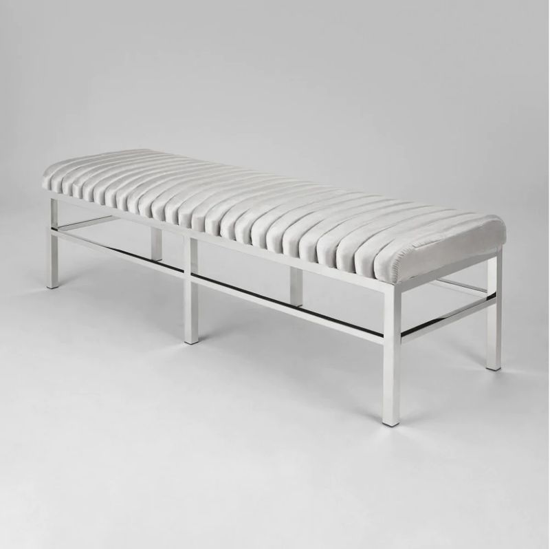 Channel Bench - Grey Velvet