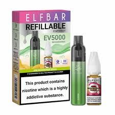 Elf Bar EV5000 – Refillable &amp; Rechargeable Pod Kit + 10ml ELFLIQ 20mg – Kiwi Passion Fruit Guava