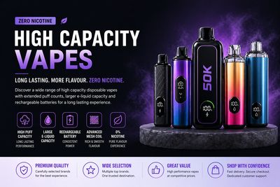 Zero Nicotine High Capacity Vapes