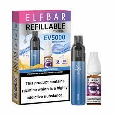 Elf Bar EV5000 – Refillable &amp; Rechargeable Pod Kit + 10ml ELFLIQ 20mg – Blueberry Sour Raspberry
