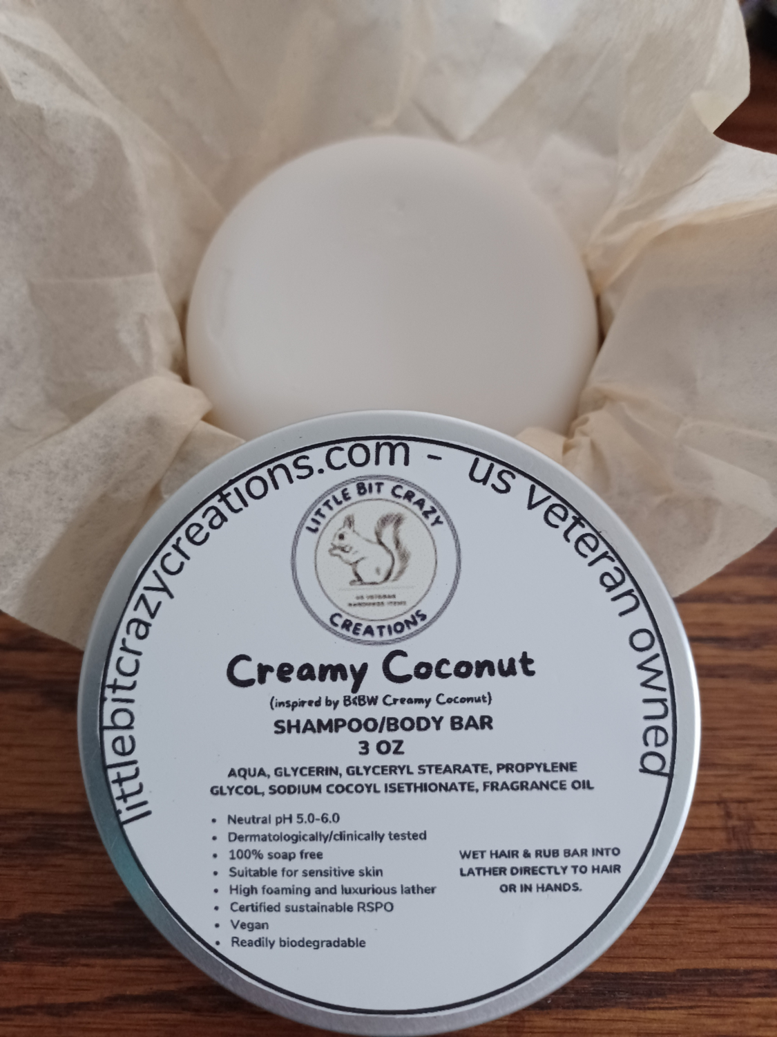 3oz CREAMY COCONUT SHAMPOO/BODY BAR