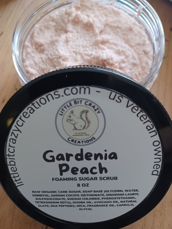 8oz Gardenia Peach Foaming Sugar Scrub