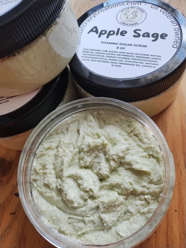 8oz APPLE SAGE FOAMING SUGAR SCRUB