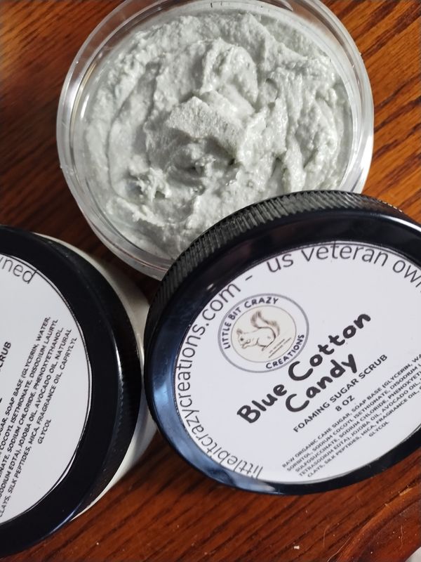8oz BLUE COTTON CANDY FOAMING SUGAR SCRUB