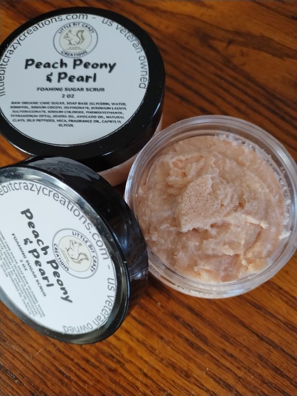 8oz PEACH PEAONY &amp; PEARL FOAMING SUGAR SCRUB