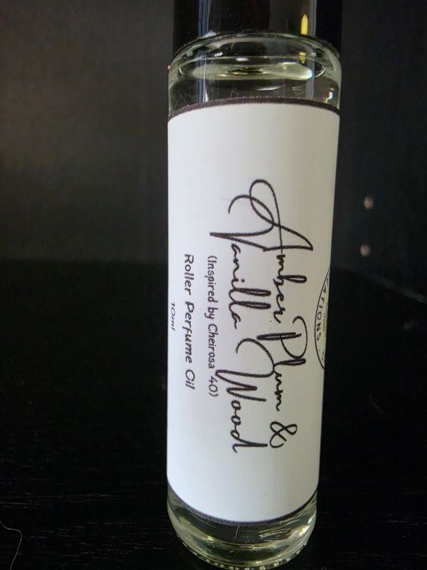 10ml AMBER PLUM &amp; VANILLA WOOD Roller Perfume Oil 