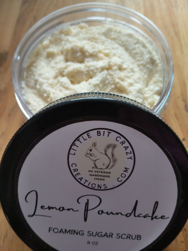 8oz LEMON POUND CAKE Foaming Sugar Scrub 