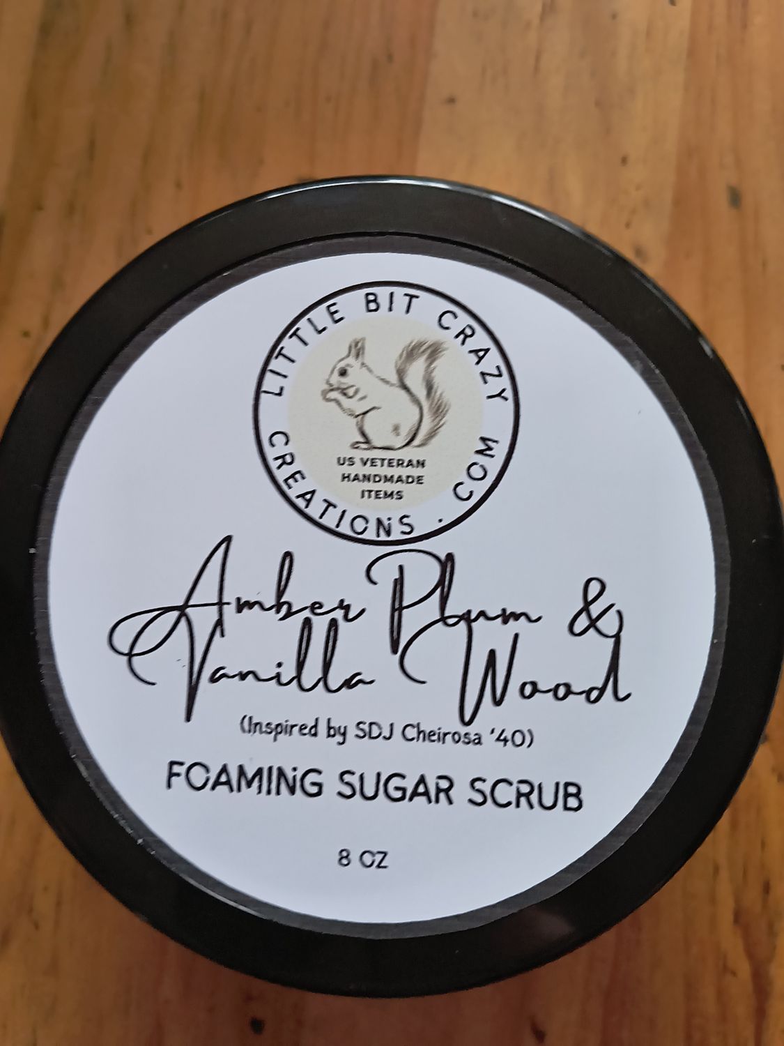 8oz AMBER PLUM &amp; VANILLA WOOD Foaming Sugar Scrub