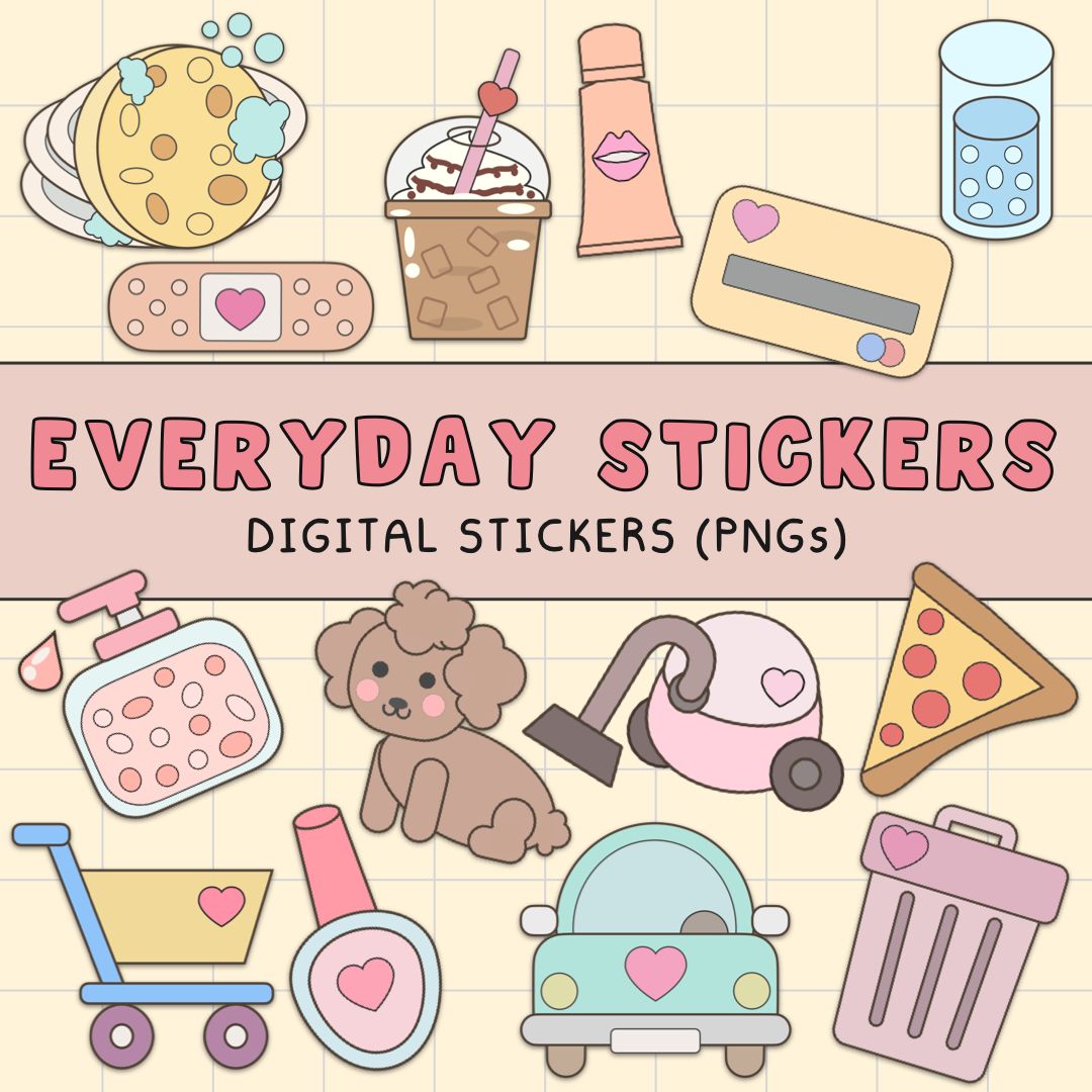 Everyday Digital Stickers. Stickers are individual .png files.