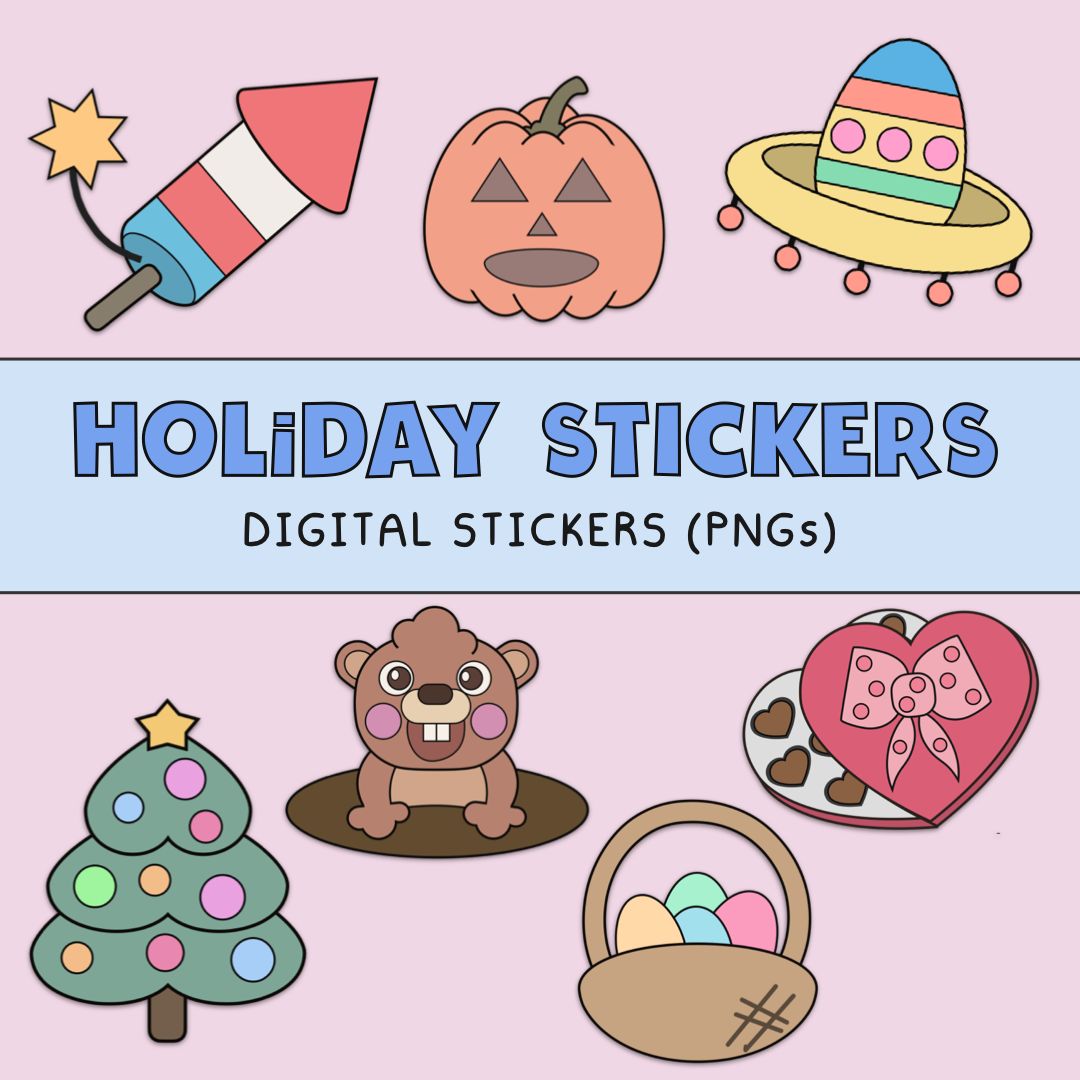 Holiday Digital Stickers. Stickers are individual .PNG files.