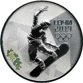 РФ. 2014. 3 рубля. СПМД. Серия: XXII Олимпийские зимние игры и XI Паралимпийские зимние игры 2014 в г. Сочи. Сноуборд. 0.925 Серебро 1.00 Oz, ASW., 33.94 g. PROOF. Mintage: <35,000 РФ. 2014. 3 рубля. СПМД. Серия: XXII Олимпийские зимние игры и XI Паралимпийские зимние игры 2014 в г. Сочи. Сноуборд. 0.925 Серебро 1.00 Oz, ASW., 33.94 g. PROOF. Mintage: <35,000