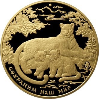 РФ. 2011. 10000 рублей. ММД. Серия: Сохраним наш мир. Переднеазиатский леопард. 0.999 Золото. 32.1543 Oz., AGW., 1000 g. Proof-like. Mintage: 100 РФ. 2011. 10000 рублей. ММД. Серия: Сохраним наш мир. Переднеазиатский леопард. 0.999 Золото. 32.1543 Oz., AGW., 1000 g. Proof-like. Mintage: 100