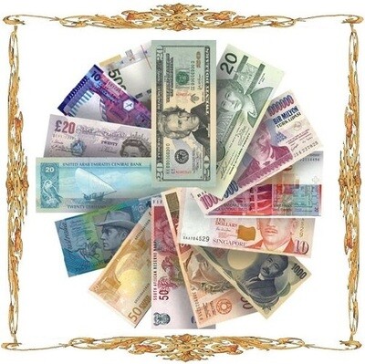 Банкноты, акции, денежные обязательства со всего мира.